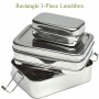 Rectangle 3-Piece Stainless Steel Lunchbox