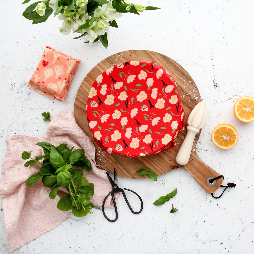 Munch VEGAN Food Wrap - Medium Twin Pk (Red Floral) - Image 2