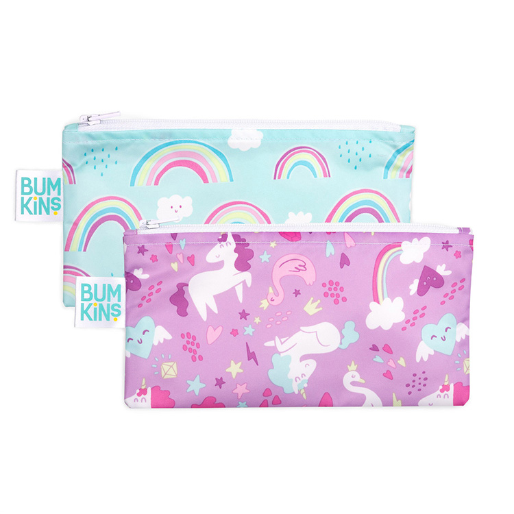 Bumkins Small Snack Bag 2pk - Unicorn/Rainbow