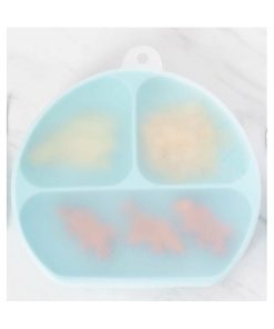 Bumkins Silicone Grip Dish with Lid Light Blue