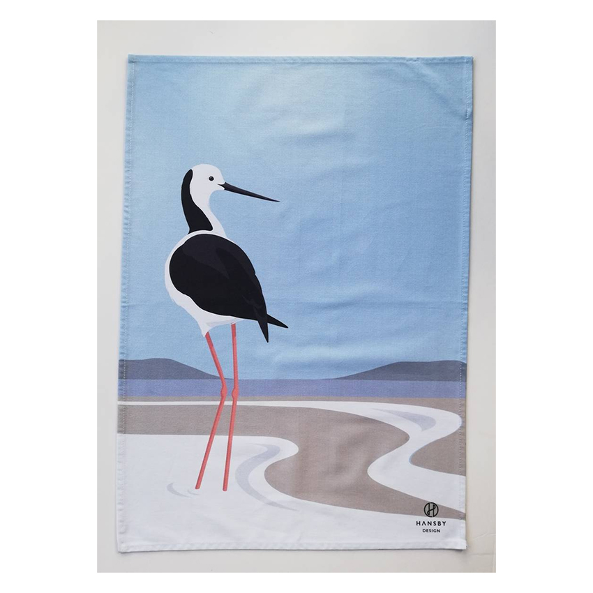 Hansby Design Luxury Cotton Tea Towel - Pied Stilt